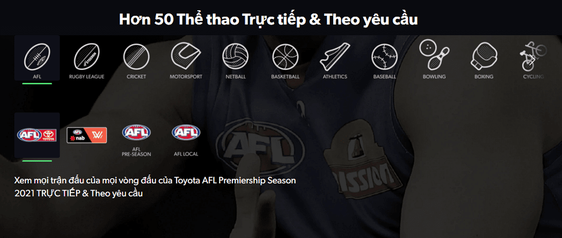 tài khoản Kayo Sports Australia 2